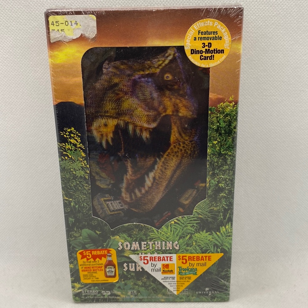 The Lost World Jurassic Park VHS Sealed 3D Dino-Motion Card 1997 Vintage